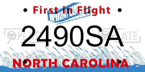 2490SA North Carolina License Plate