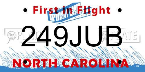 249JUB North Carolina License Plate