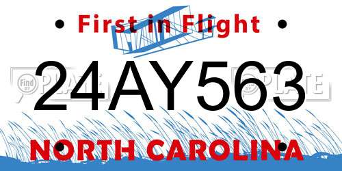 24AY563 North Carolina License Plate