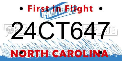 24CT647 North Carolina License Plate