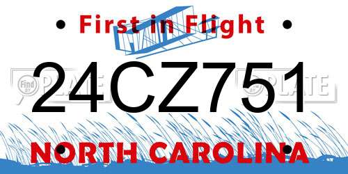 24CZ751 North Carolina License Plate