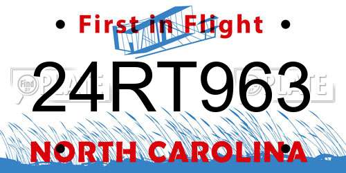 24RT963 North Carolina License Plate