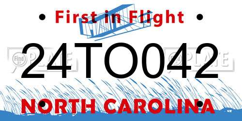 24TO042 North Carolina License Plate
