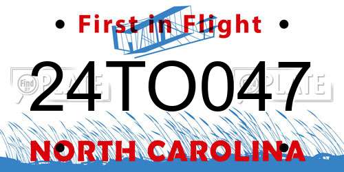 24TO047 North Carolina License Plate