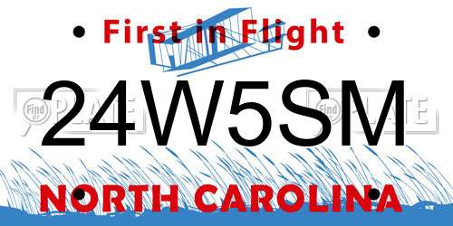 24W5SM North Carolina License Plate