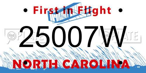 25007W North Carolina License Plate