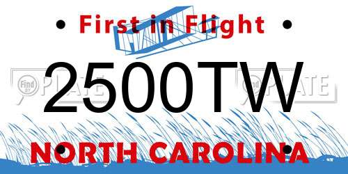 2500TW North Carolina License Plate