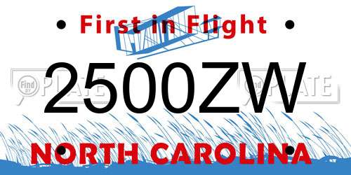 2500ZW North Carolina License Plate