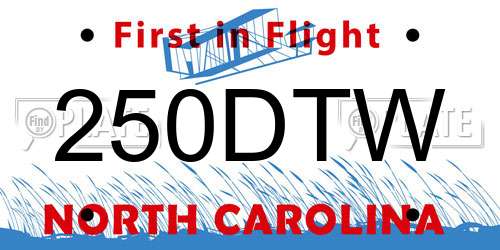 250DTW North Carolina License Plate