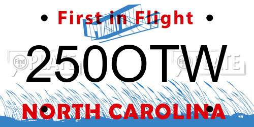 250OTW North Carolina License Plate