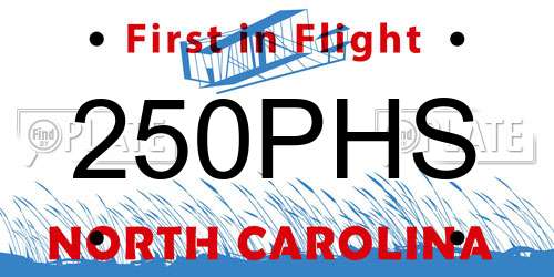 250PHS North Carolina License Plate