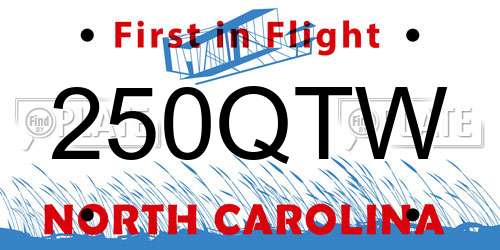 250QTW North Carolina License Plate