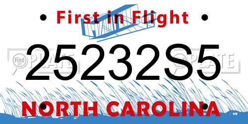 25232S5 North Carolina License Plate