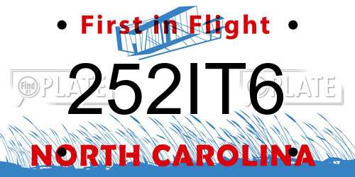 252IT6 North Carolina License Plate