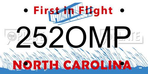 252OMP North Carolina License Plate