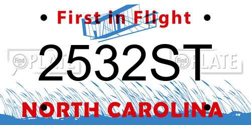2532ST North Carolina License Plate