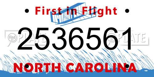2536561 North Carolina License Plate