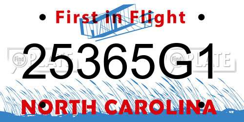 25365G1 North Carolina License Plate