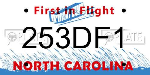 253DF1 North Carolina License Plate