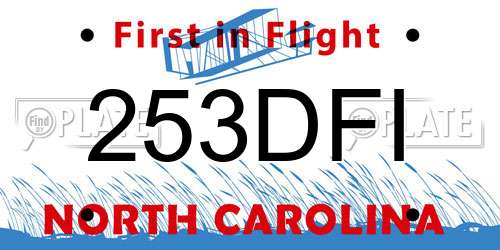253DFI North Carolina License Plate