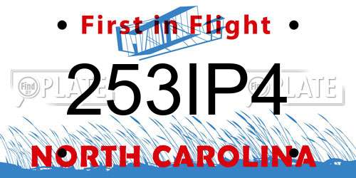 253IP4 North Carolina License Plate