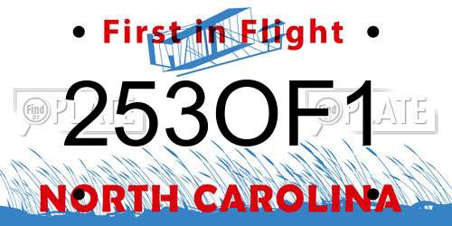 253OF1 North Carolina License Plate