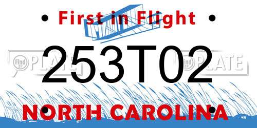 253T02 North Carolina License Plate