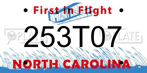 253T07 North Carolina License Plate