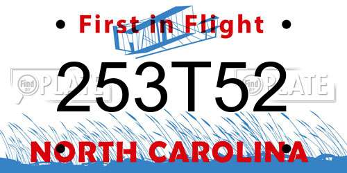 253T52 North Carolina License Plate