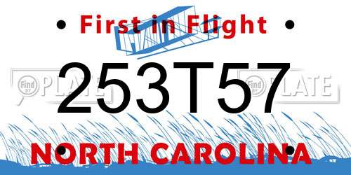 253T57 North Carolina License Plate