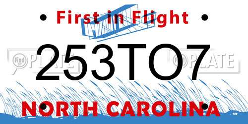253TO7 North Carolina License Plate