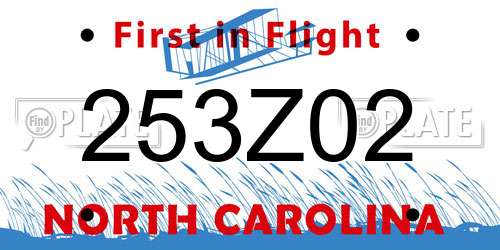 253Z02 North Carolina License Plate