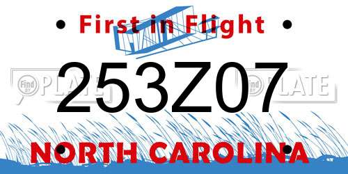 253Z07 North Carolina License Plate