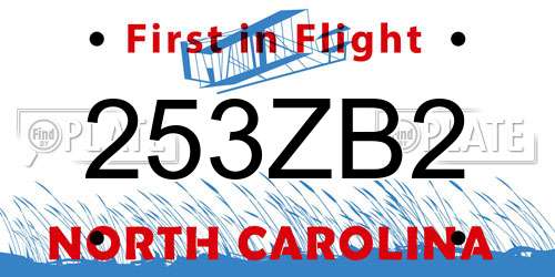 253ZB2 North Carolina License Plate