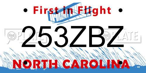 253ZBZ North Carolina License Plate