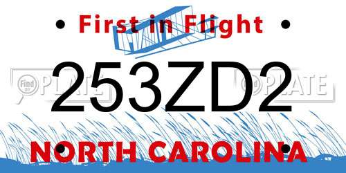253ZD2 North Carolina License Plate