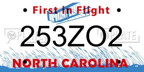 253ZO2 North Carolina License Plate