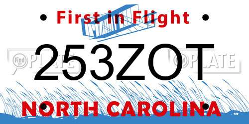 253ZOT North Carolina License Plate