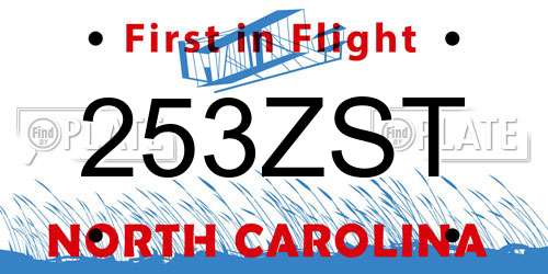 253ZST North Carolina License Plate