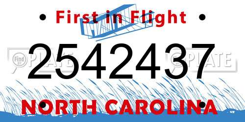 2542437 North Carolina License Plate