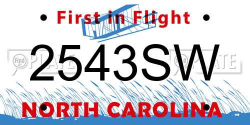 2543SW North Carolina License Plate