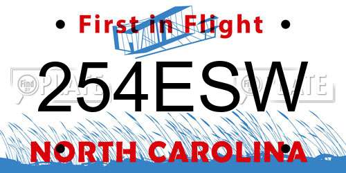 254ESW North Carolina License Plate