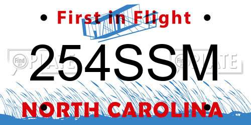 254SSM North Carolina License Plate