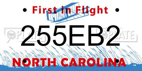 255EB2 North Carolina License Plate
