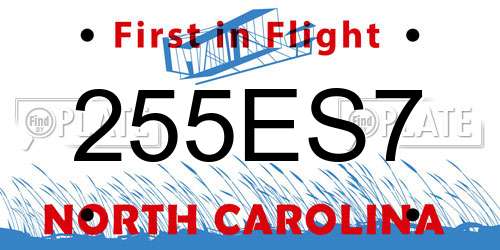 255ES7 North Carolina License Plate