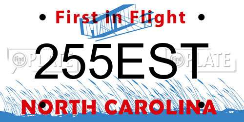 255EST North Carolina License Plate