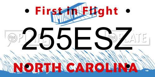 255ESZ North Carolina License Plate