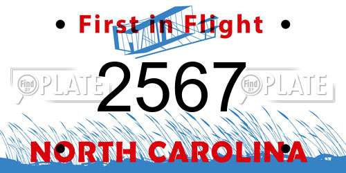 2567 North Carolina License Plate