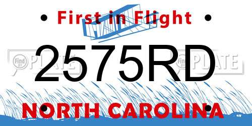 2575RD North Carolina License Plate