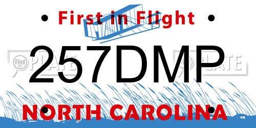 257DMP North Carolina License Plate